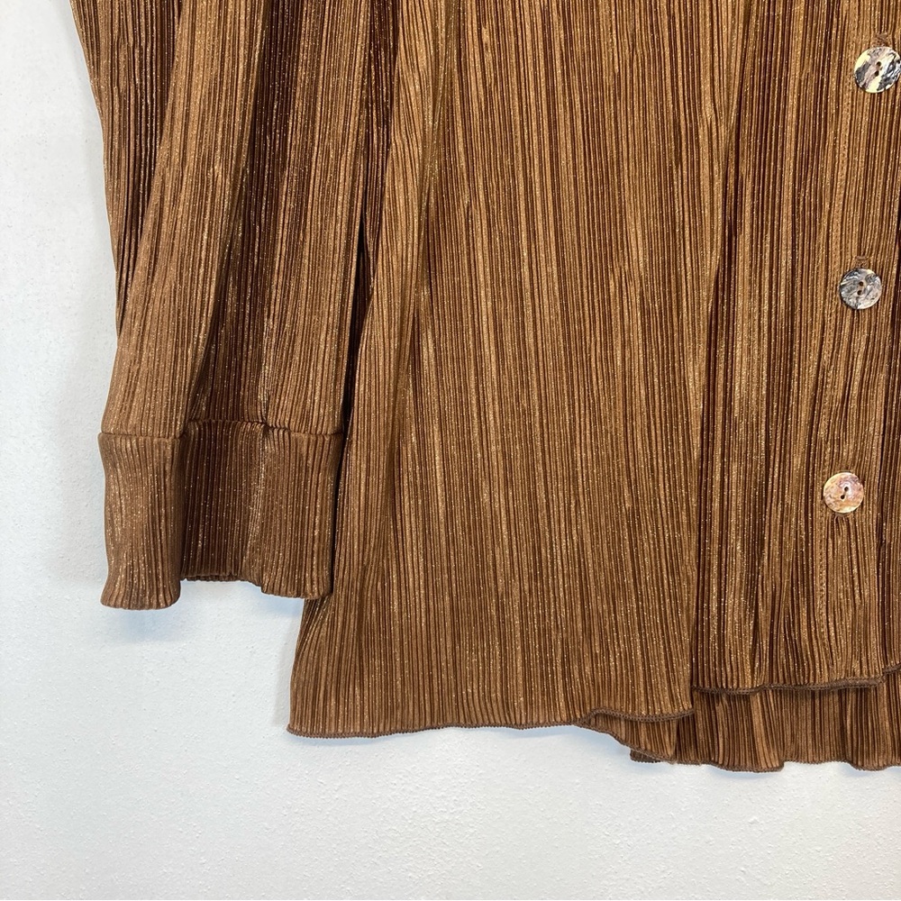 Show me your MuMu Blouse Oversized Everywhere Button Down  Chocolate Pleat Sz XL - Picture 7 of 16